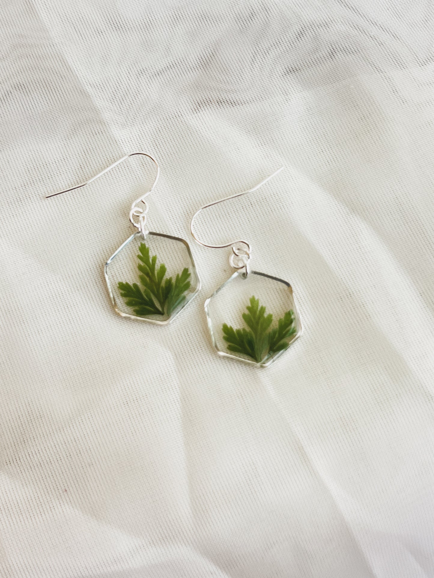 SILVER FERN HEXAGON DANGLES - Style A