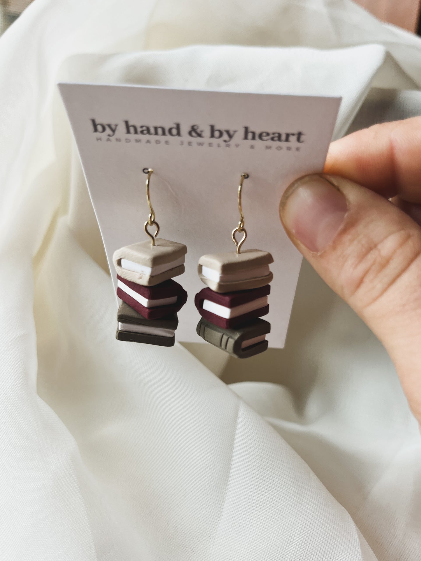 CREAM, MAROON & BROWN BOOK DANGLES