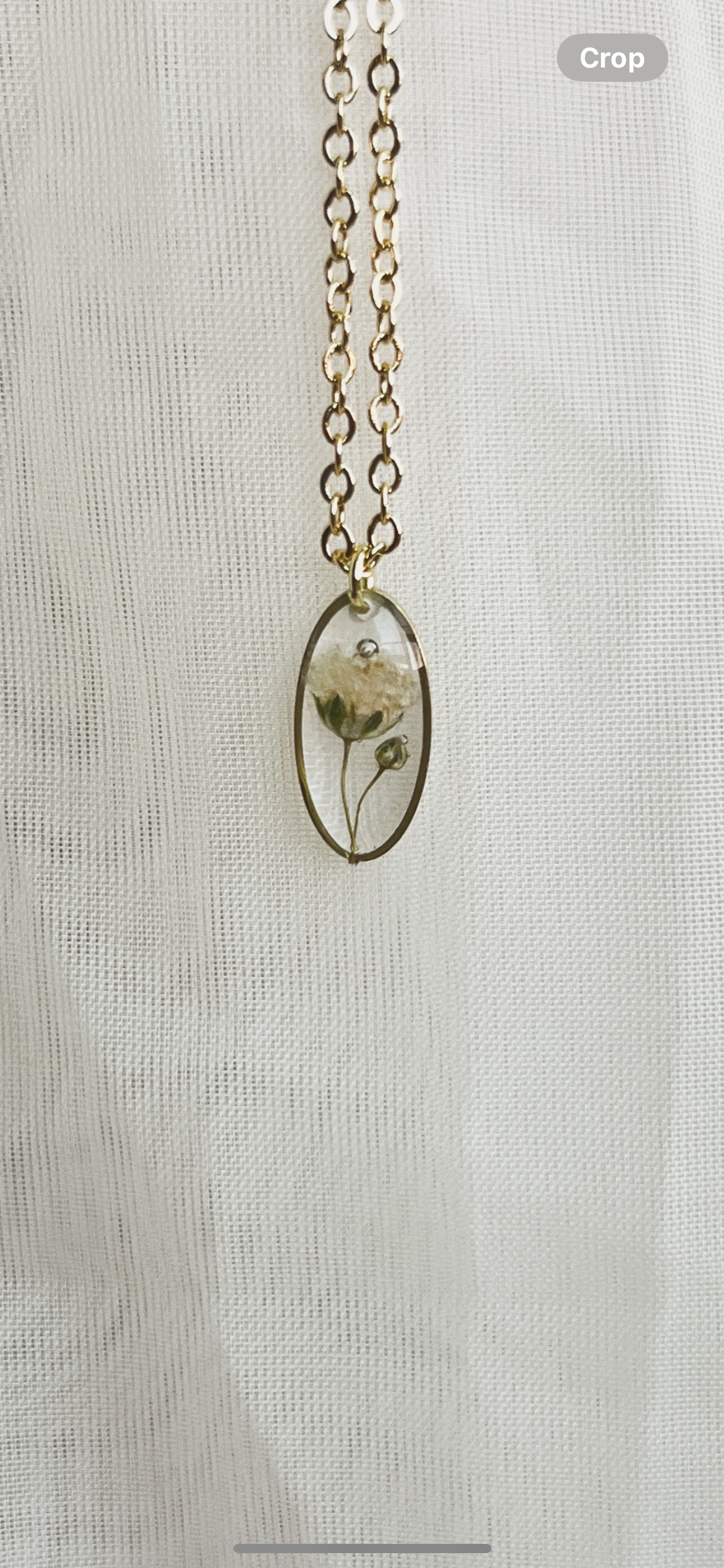 BABYS BREATH OVAL CHARM NECKLACE - 16-20 inch adjustable