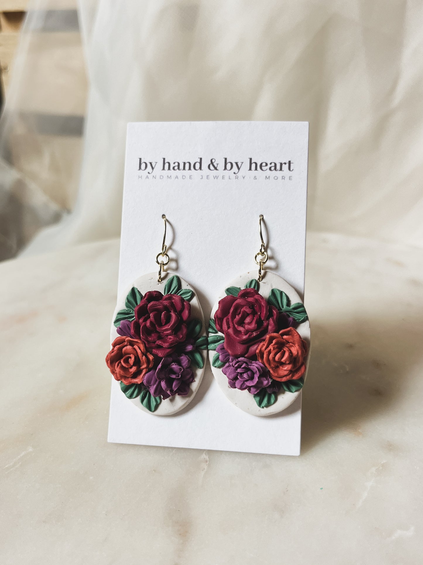 CREAM + MULTICOLOR FLOWERS DANGLE