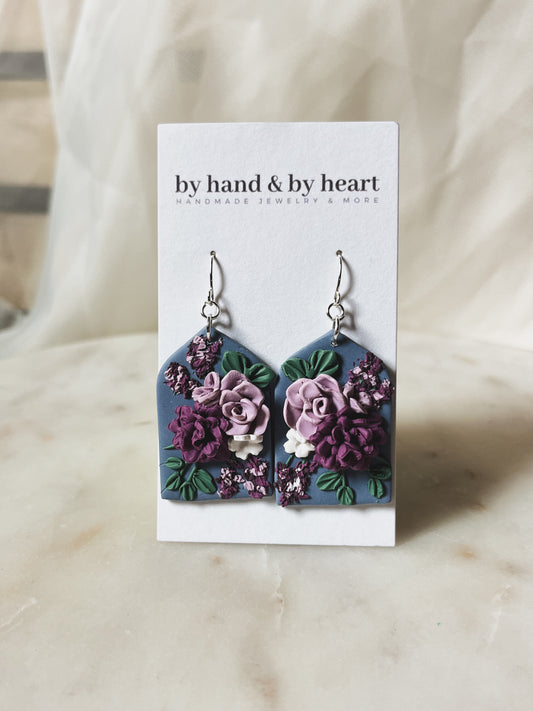 BLUE FLORAL CHAPEL DANGLES