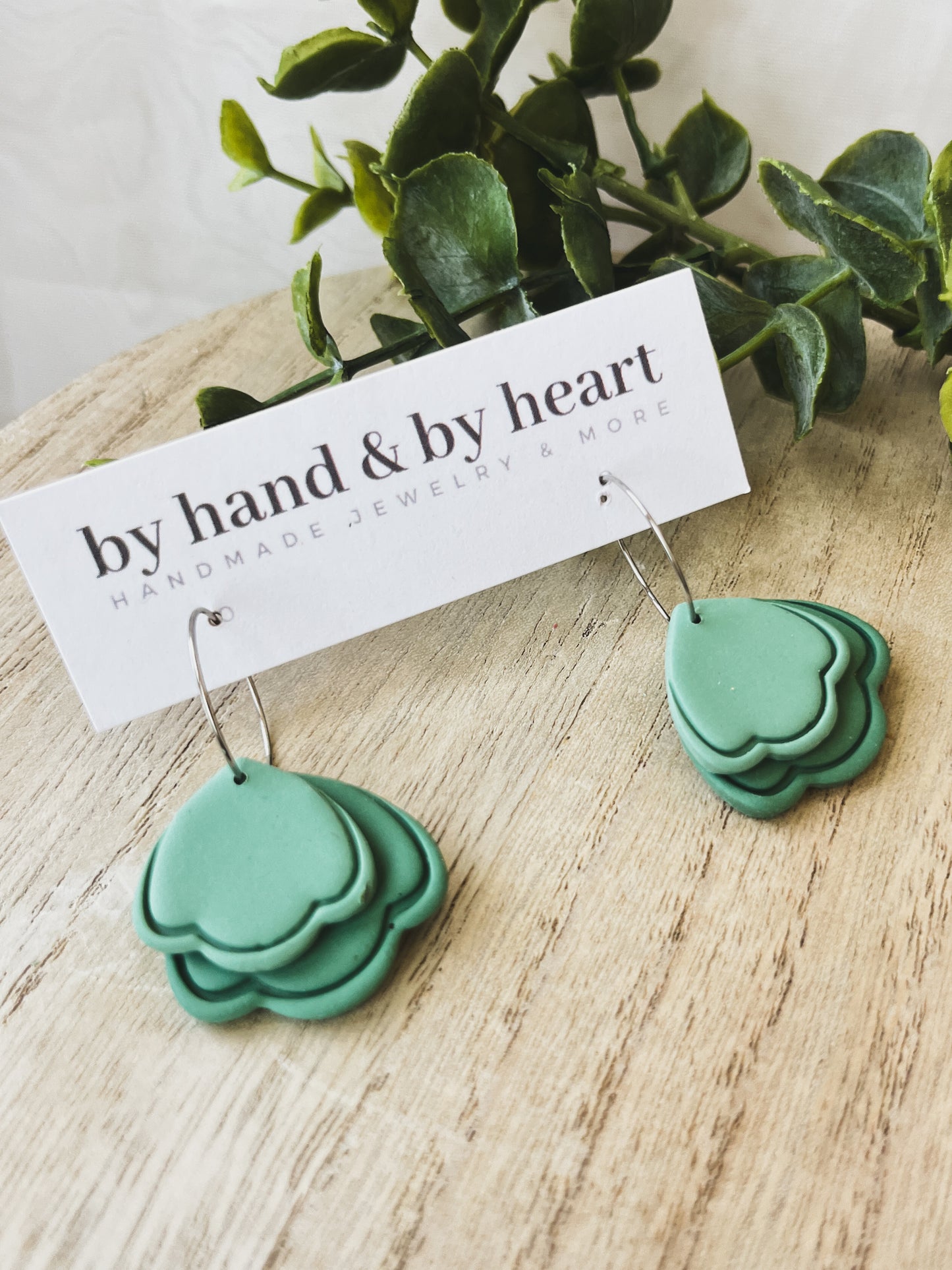 SCALLOP HOOP DANGLES in GREEN