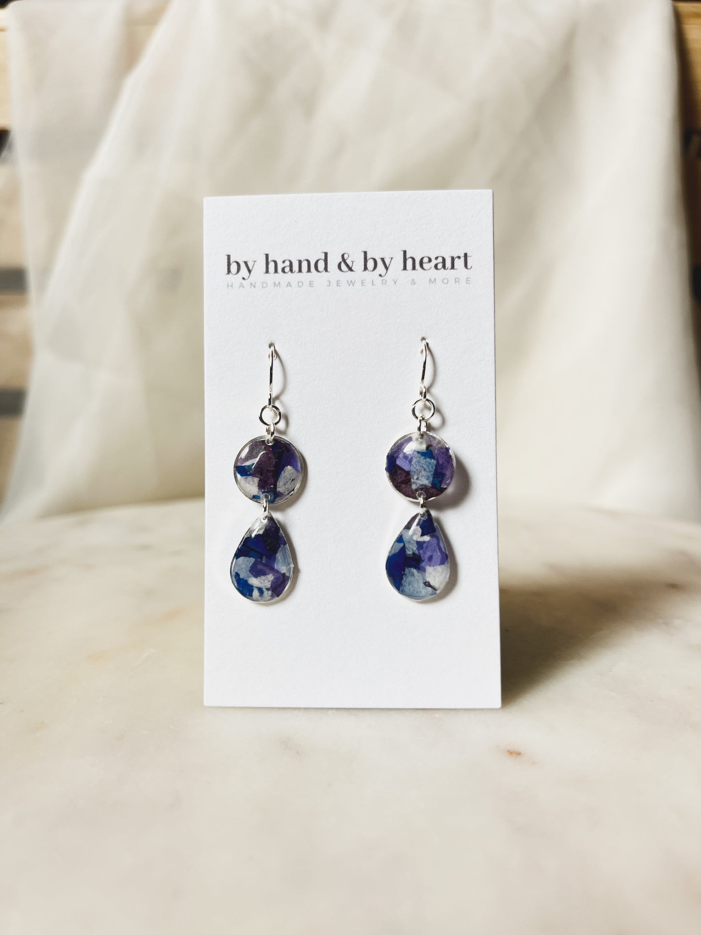 BLUE + PURPLE CONFETTI TEARDROP DANGLE style C
