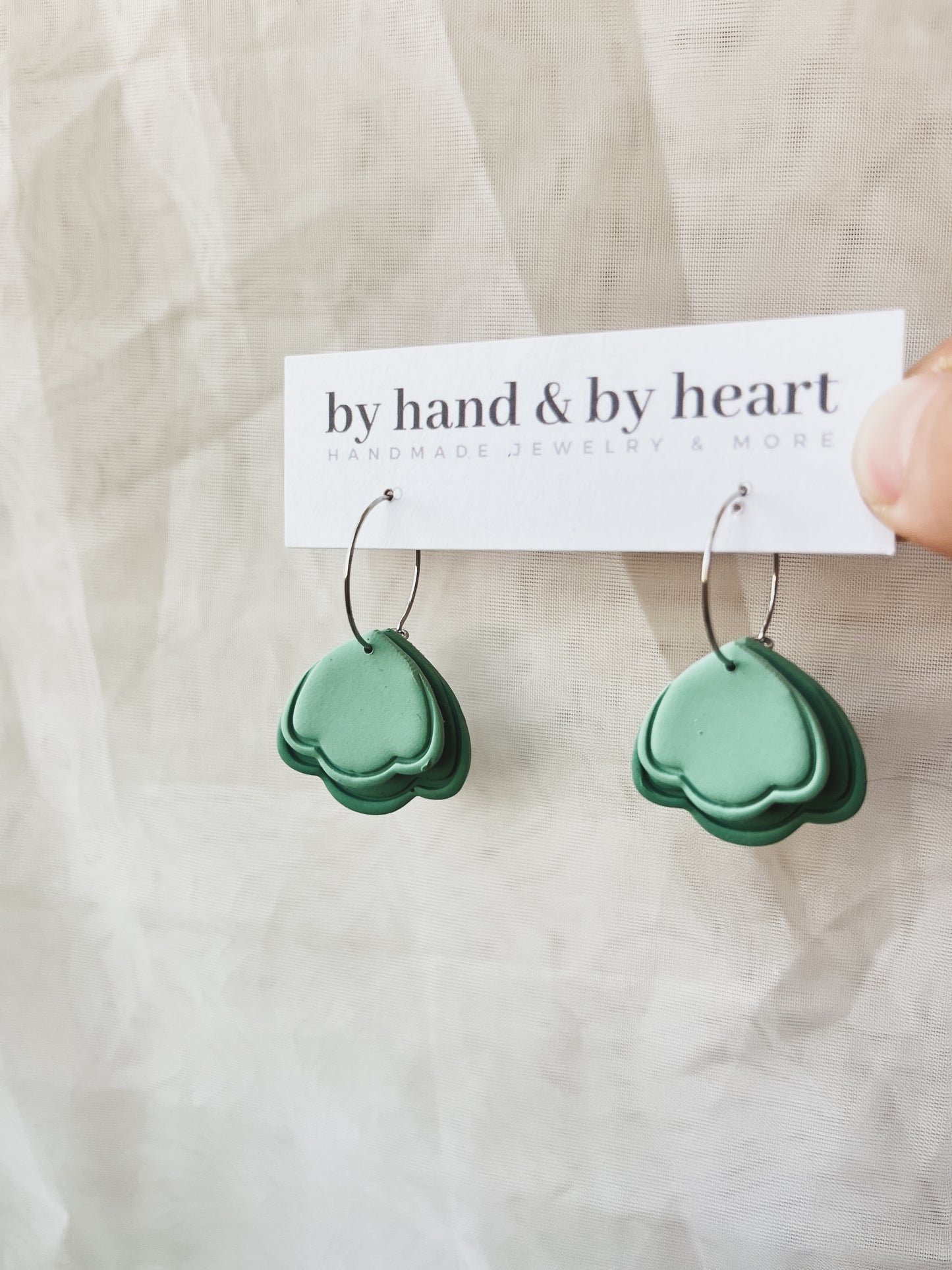 SCALLOP HOOP DANGLES in GREEN