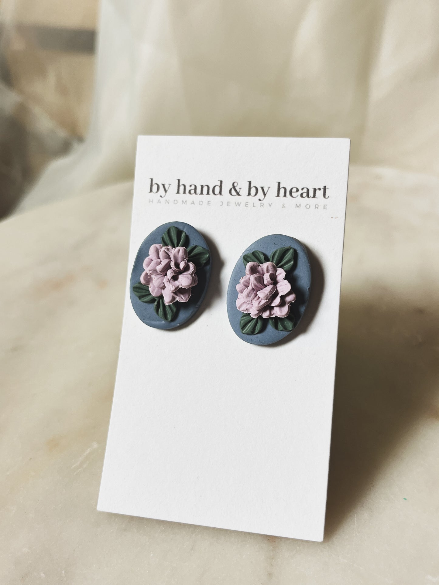 SLATE BLUE FLORAL STUDS
