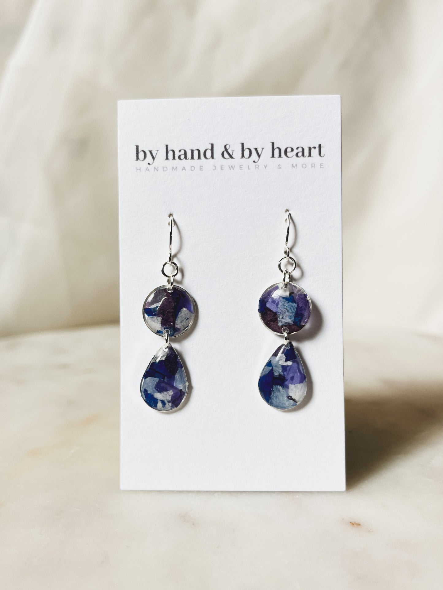 BLUE + PURPLE CONFETTI TEARDROP DANGLE style C