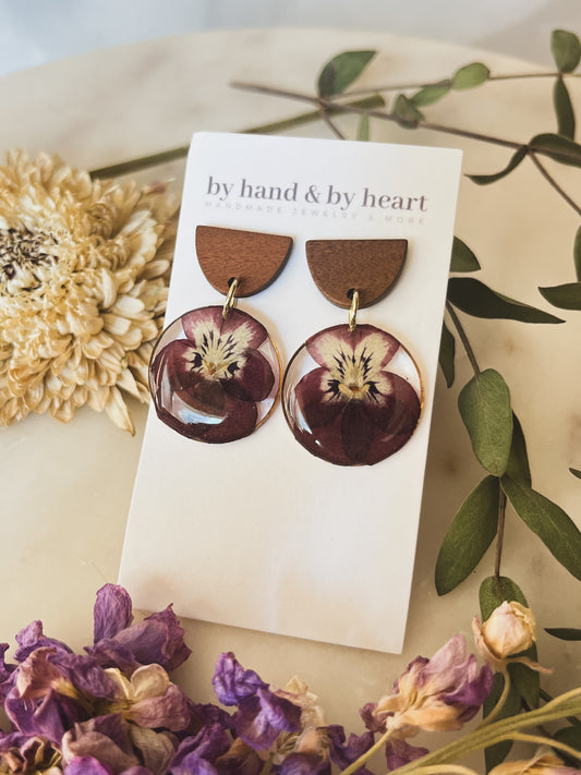 VIOLET WOOD DANGLE