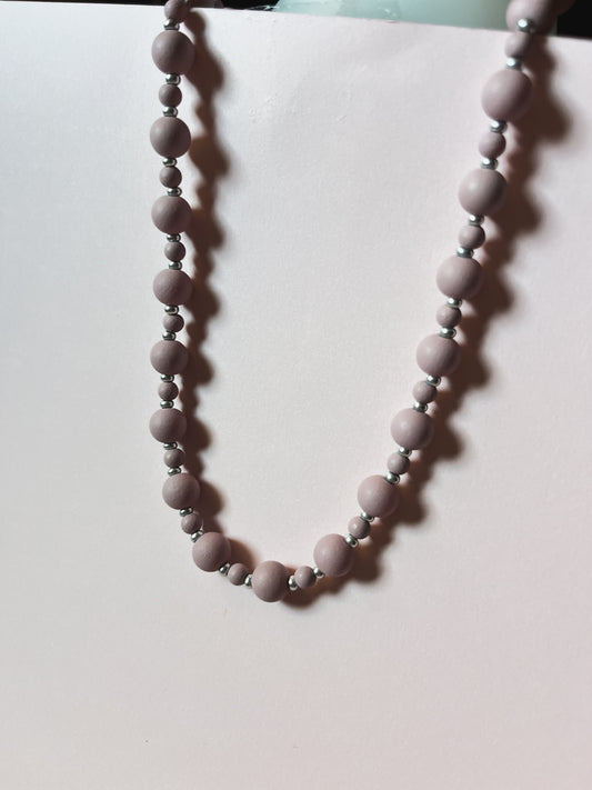 LAVENDER AND SILVER BEADED NECKLACE