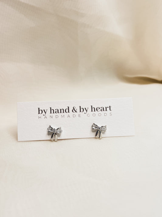 SILVER CZ BOW STUDS