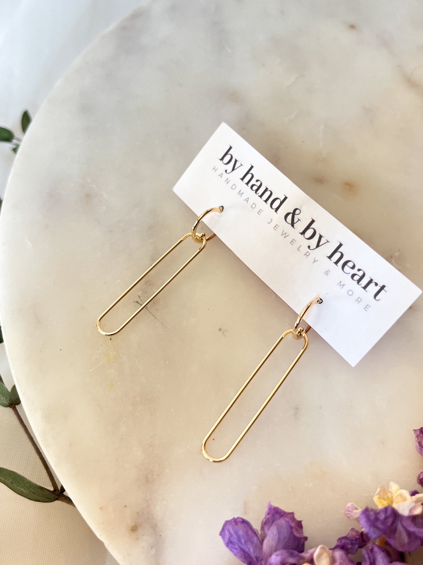 GOLD LOVE OVAL DANGLES