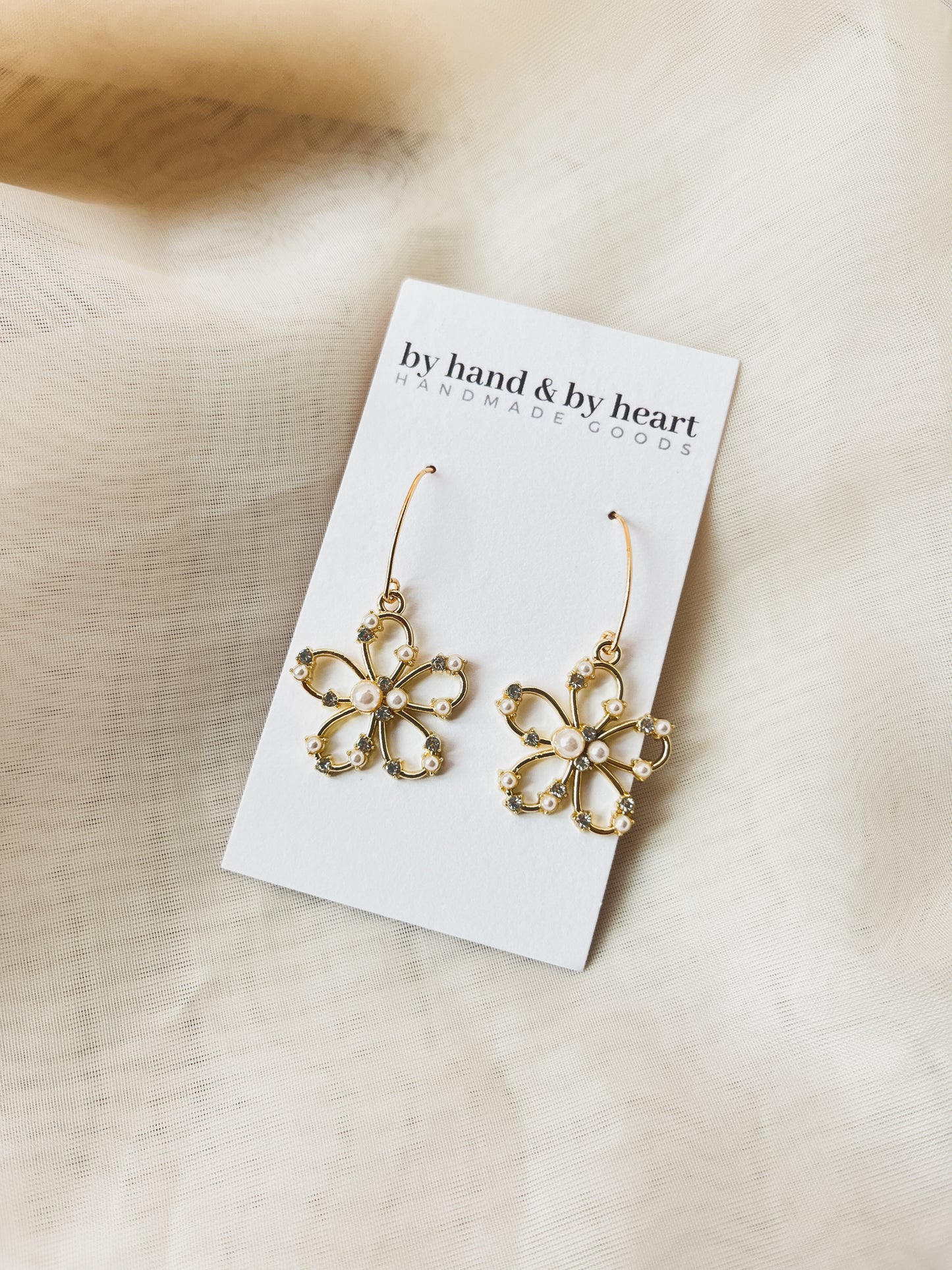 PEARL + CZ DAISY DANGLES