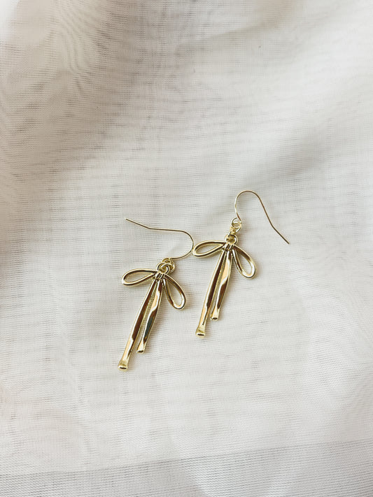 GOLD BOW DANGLES