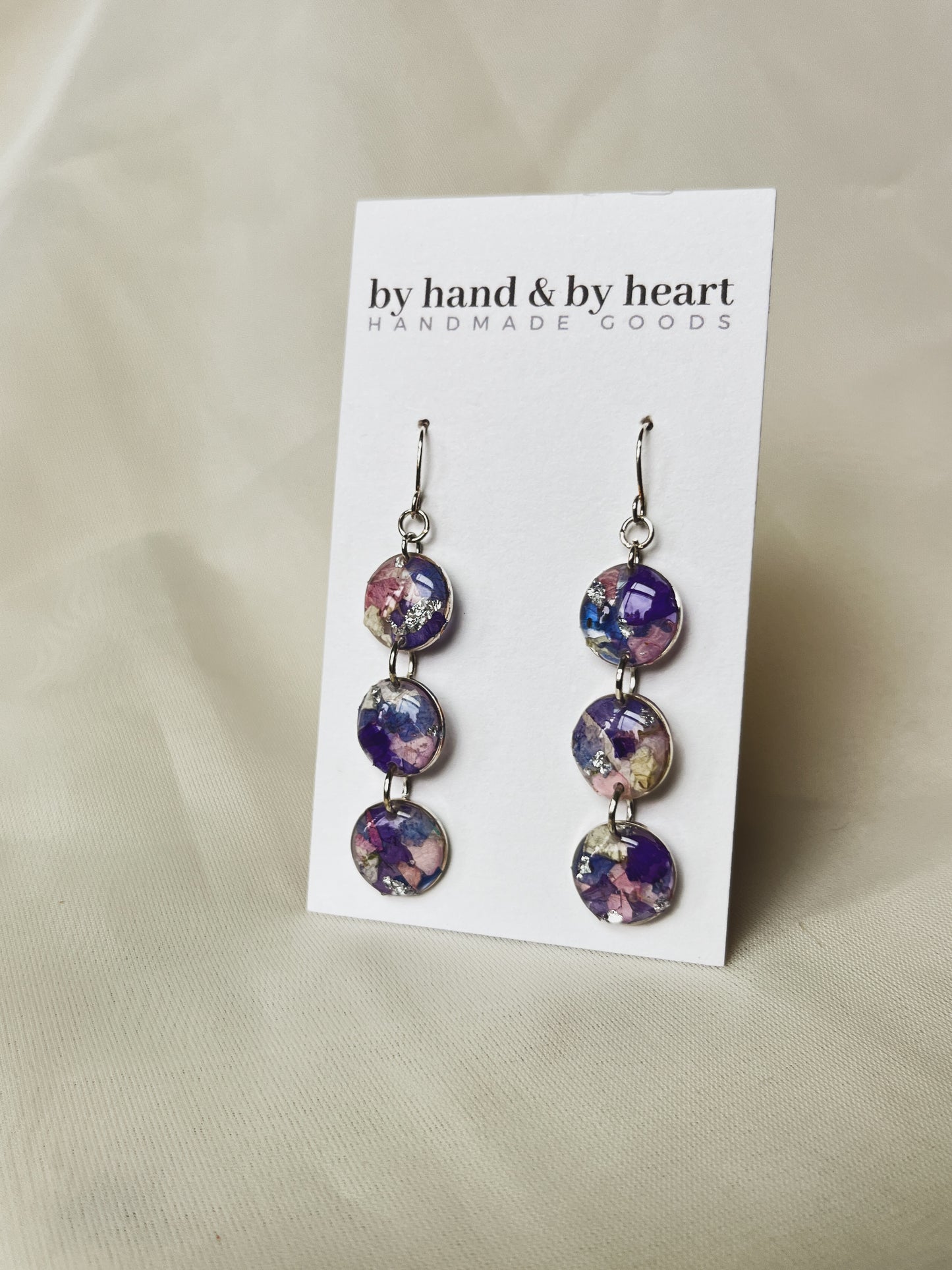 PURPLE AND BLUE TRIPLE RESIN DANGLE