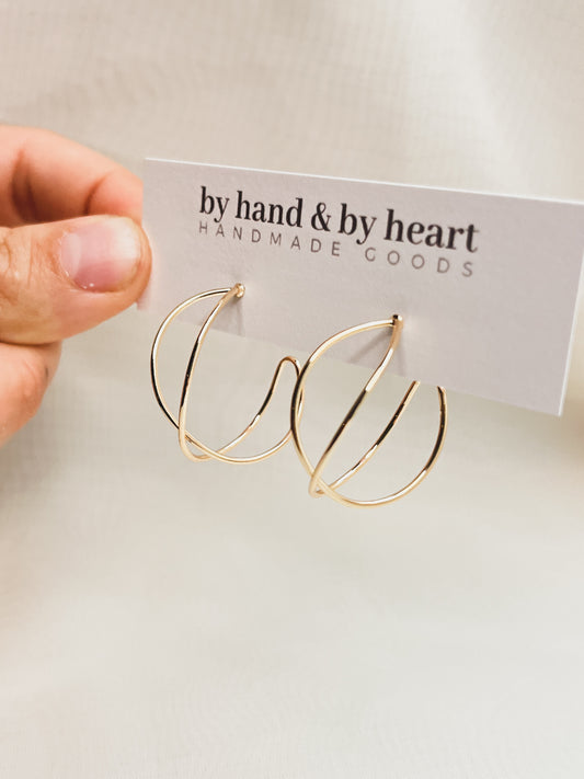 GOLD CRISS CROSS HOOPS