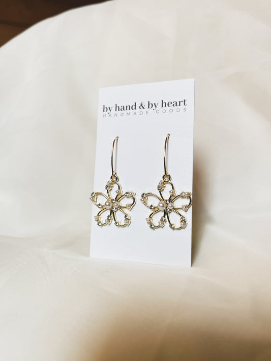 PEARL + CZ DAISY DANGLES