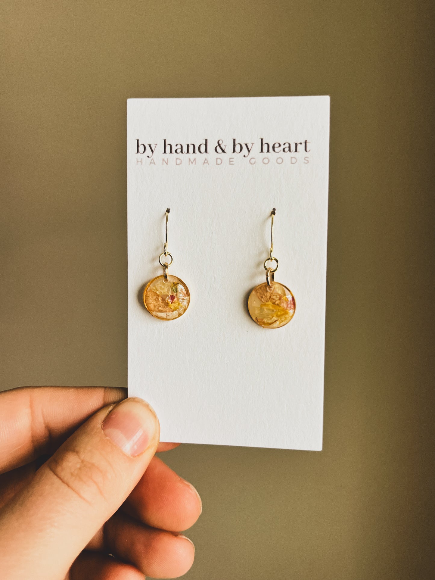 YELLOW CONFETTI PETAL CIRCLE DANGLES