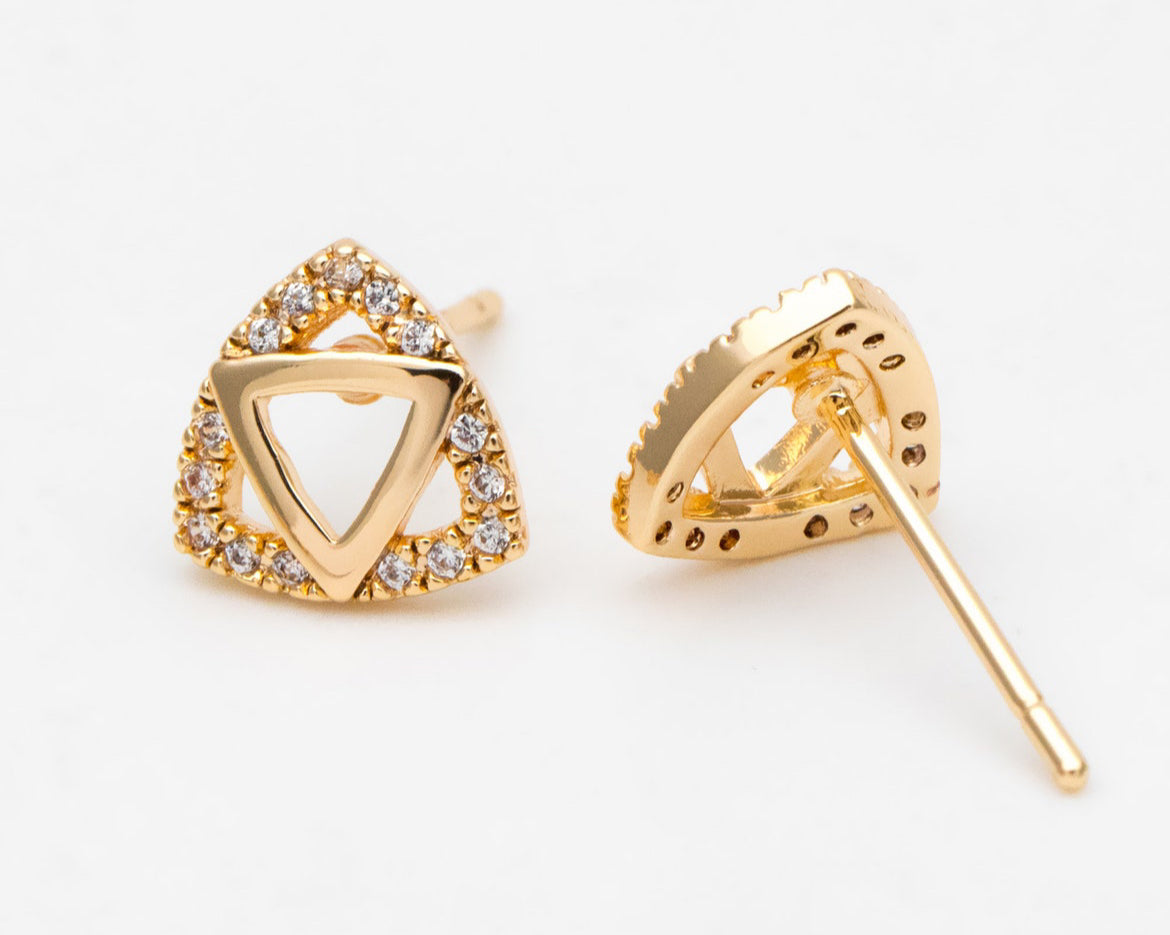 GOLD CZ TRIANGLE STUDS