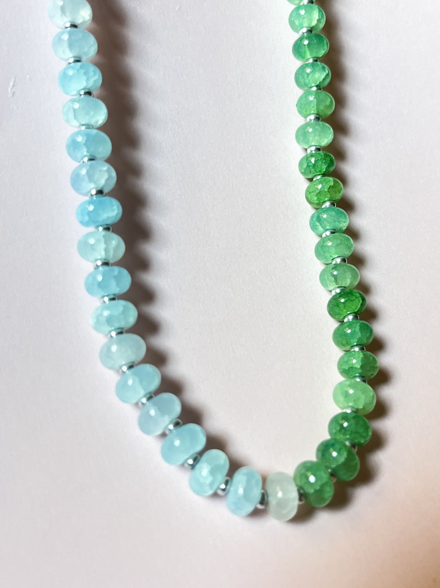 GLASS BEADED NECKLACE in Sea Green, Light Blue