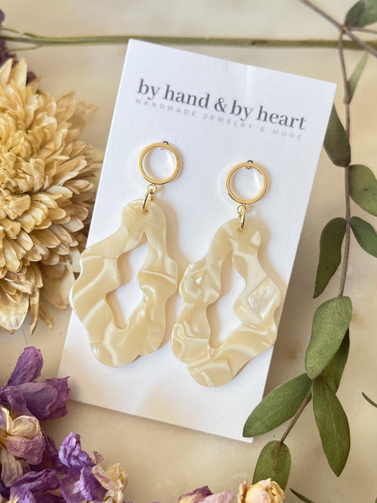 GOLD + CREAM ACRYLIC DANGLES