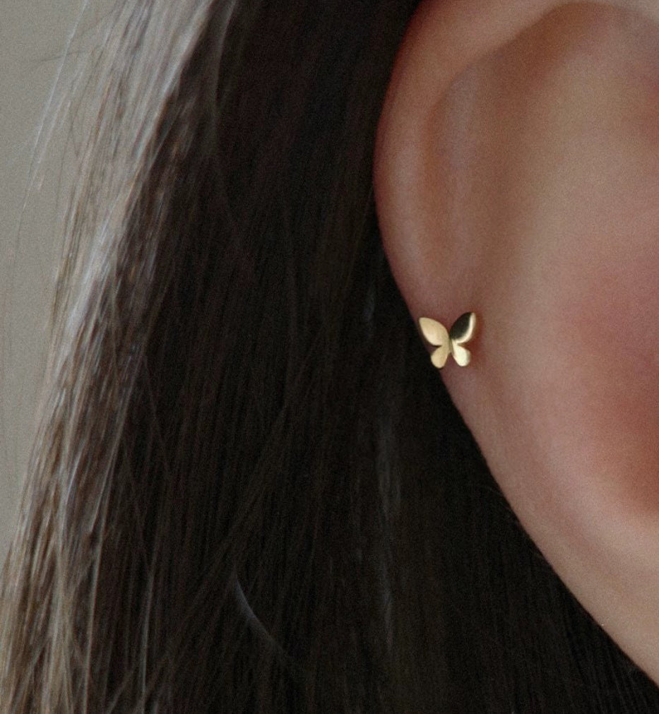 TINY GOLD BUTTERFLY STUDS