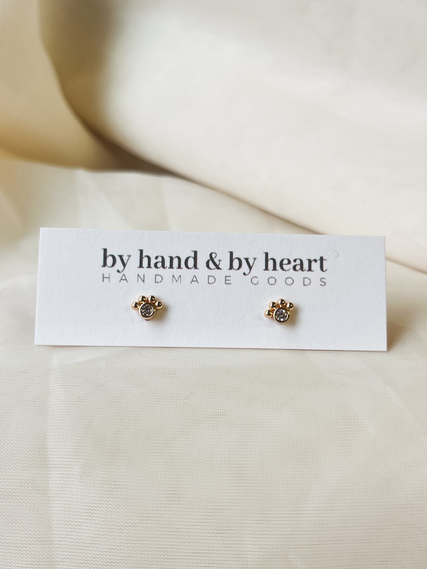 TINY GOLD CZ PAW PRINT STUDS