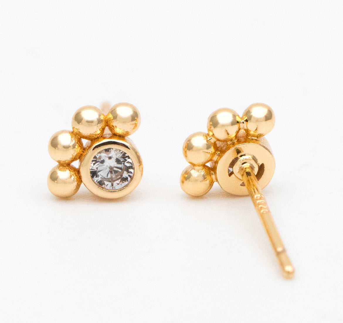 TINY GOLD CZ PAW PRINT STUDS