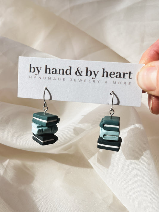 BOOK STACKS in TEAL MONOCHROME