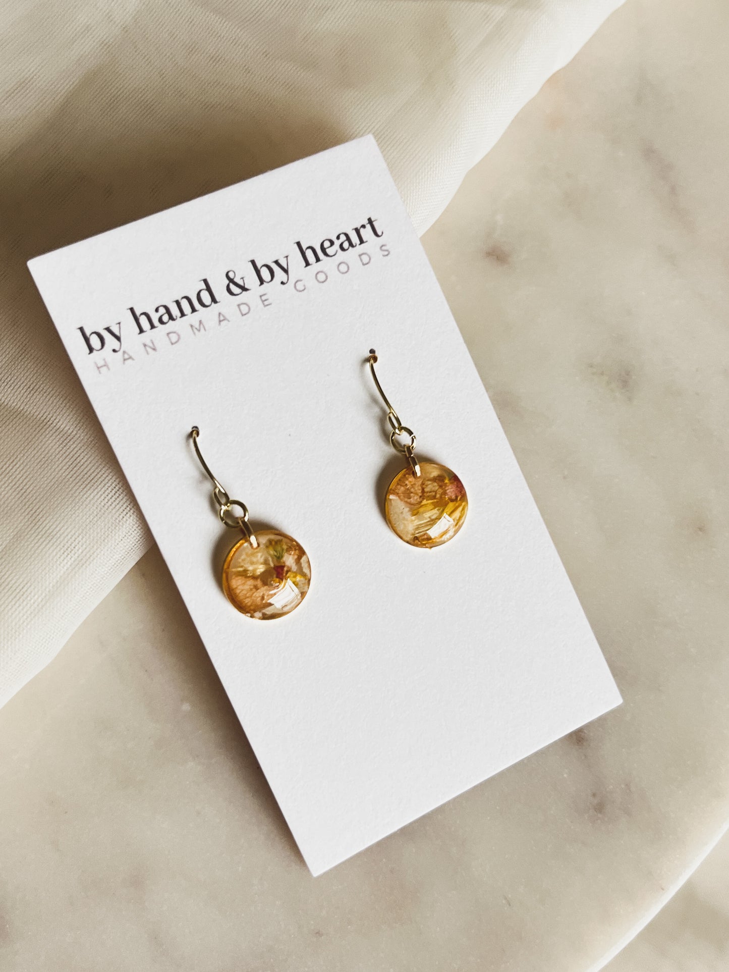 YELLOW CONFETTI PETAL CIRCLE DANGLES