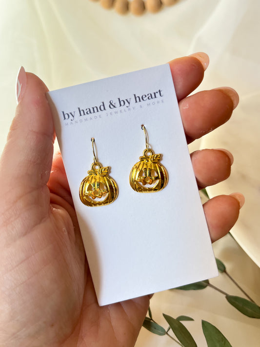 METAL PUMPKIN DANGLE in Gold or Silver