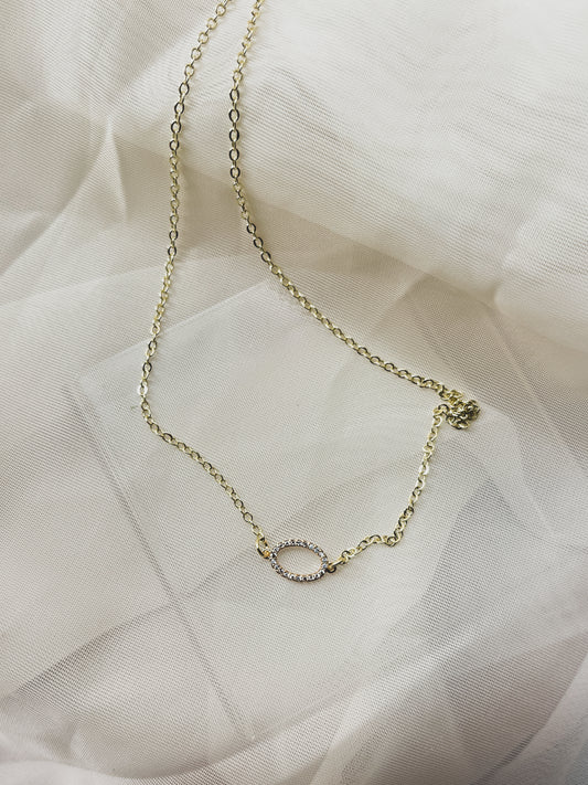 DAINTY CZ OVAL NECKLACE in gold