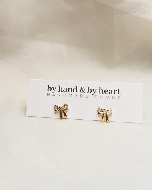 GOLD CZ BOW STUDS