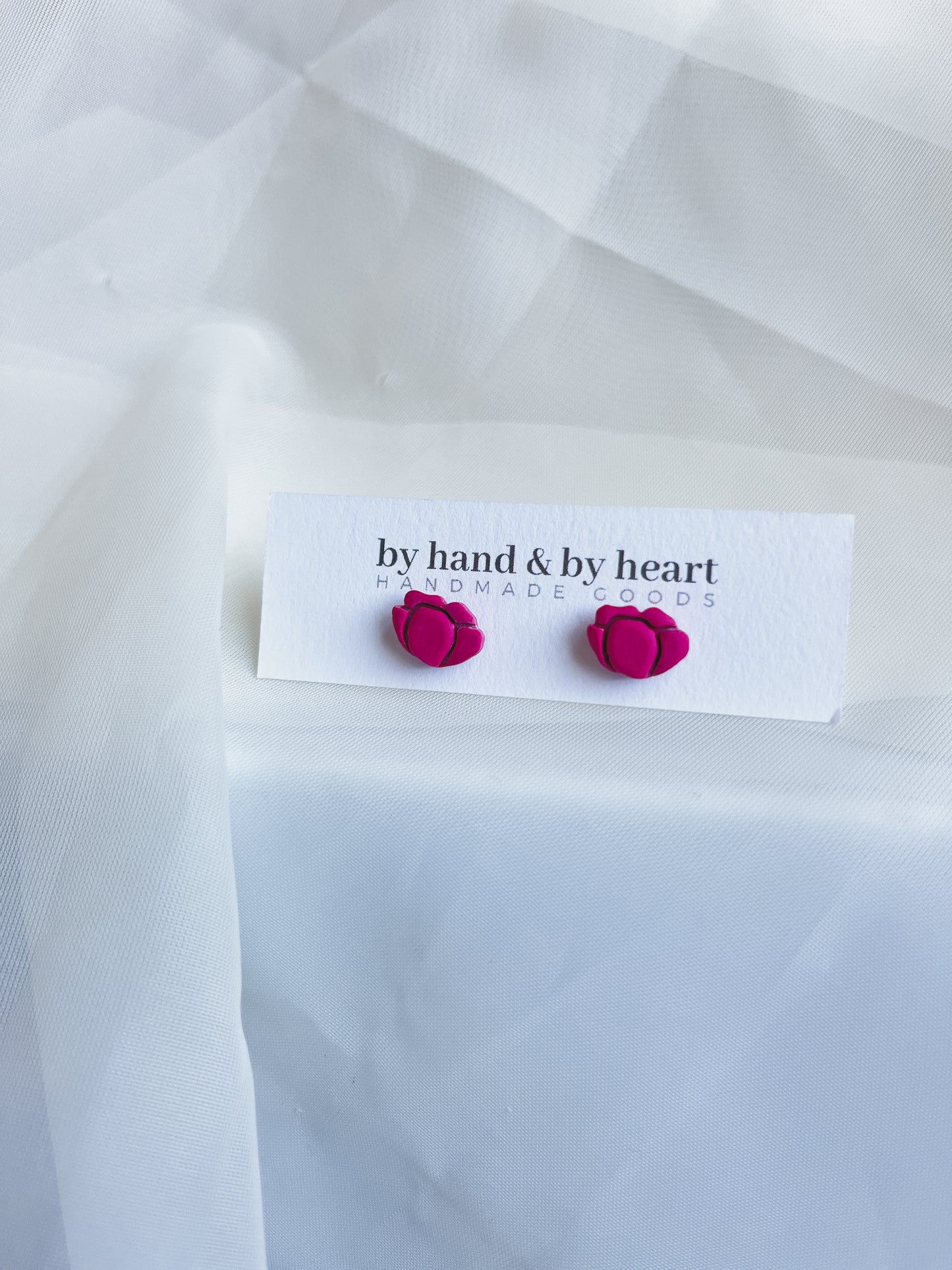 DARK PINK PEONY STUDS