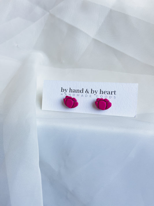 DARK PINK PEONY STUDS