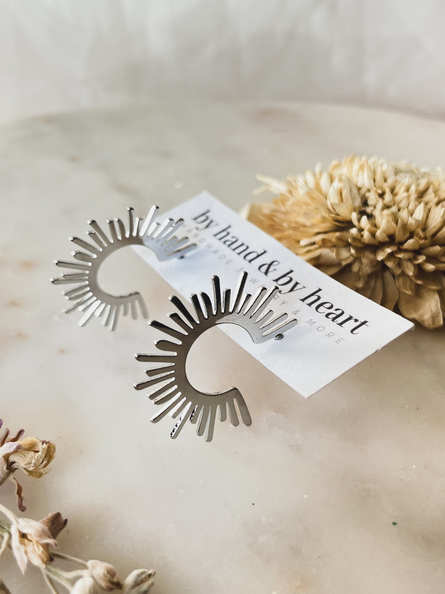 LARGE SUN HOOPS in Silver and Gold